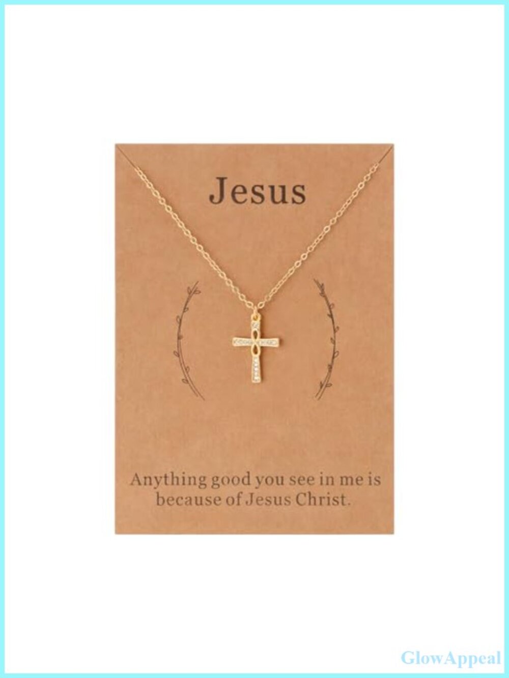 Gold Plated Infinity Cross Necklace 18in Stainless Steel Christian Gift